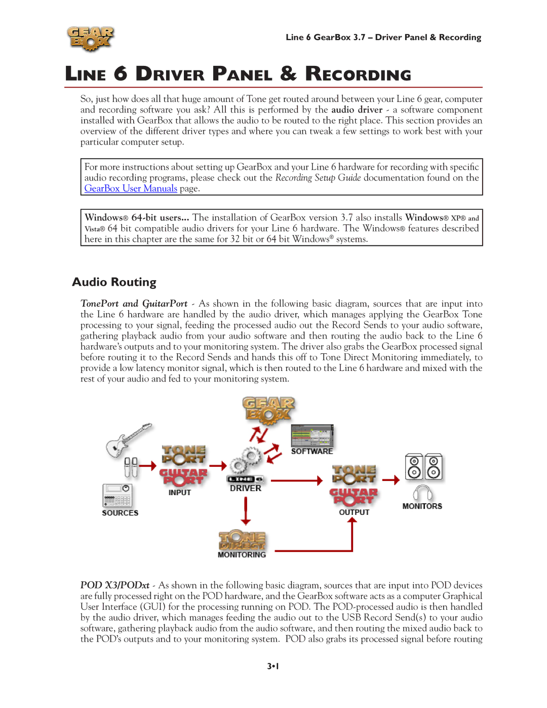 Line 6 3.7 manual Line 6 Driver Panel & Recording, Audio Routing 