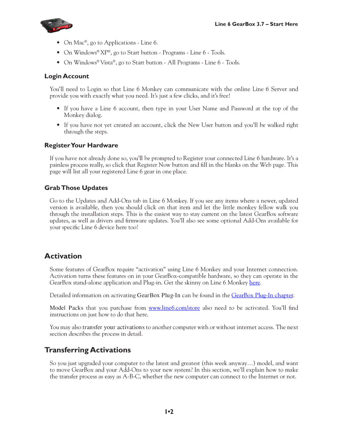 Line 6 3.7 manual Transferring Activations, Login Account, RegisterYour Hardware, Grab Those Updates 