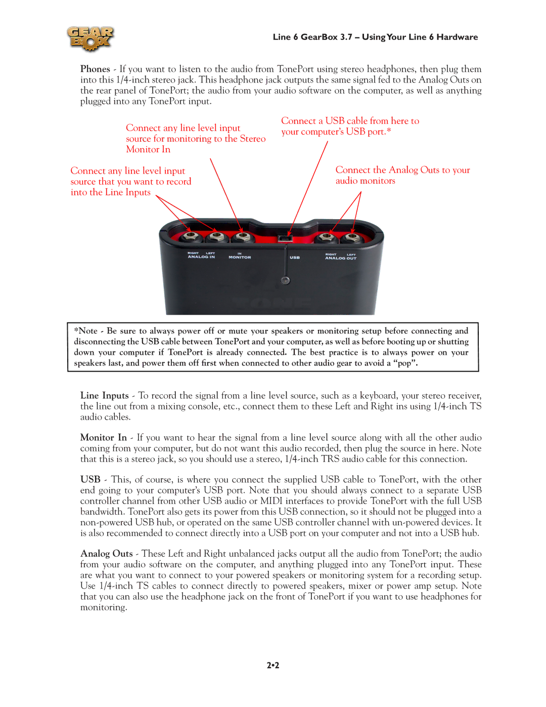 Line 6 manual Line 6 GearBox 3.7 UsingYour Line 6 Hardware 