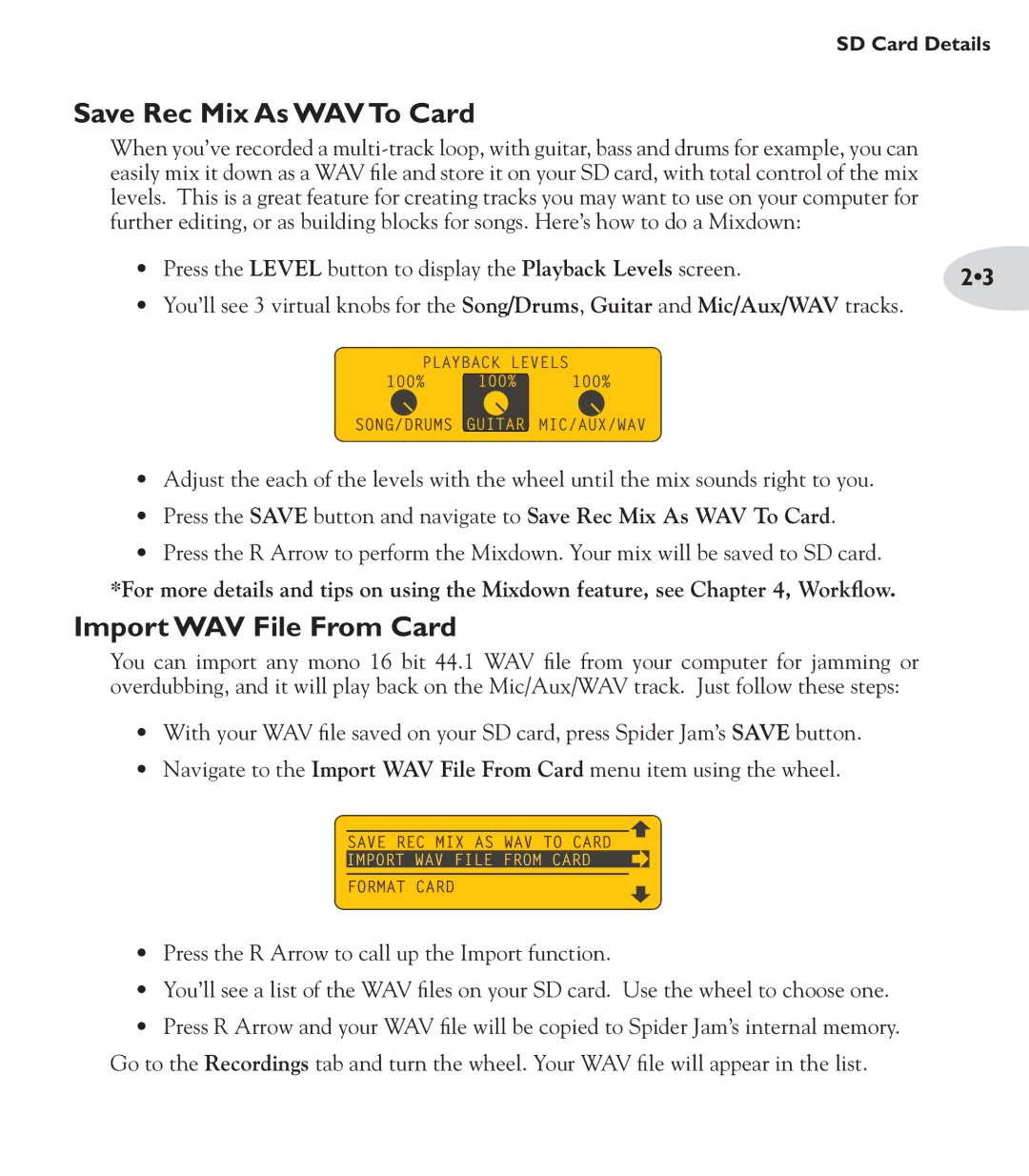 Line 6 Amp manual Save Rec Mix As WAV To Card, Import WAV File From Card 