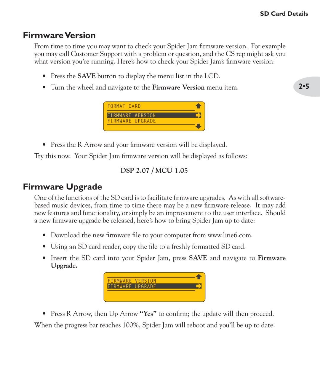 Line 6 Amp manual Firmware Version, Firmware Upgrade 