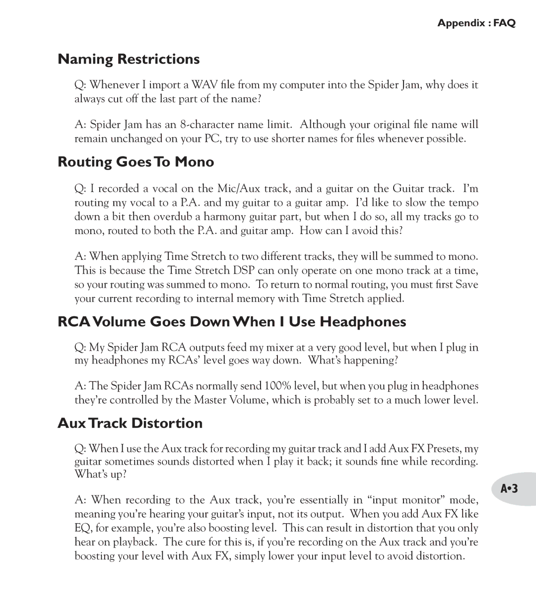 Line 6 Amp Naming Restrictions, Routing Goes To Mono, RCA Volume Goes Down When I Use Headphones, Aux Track Distortion 