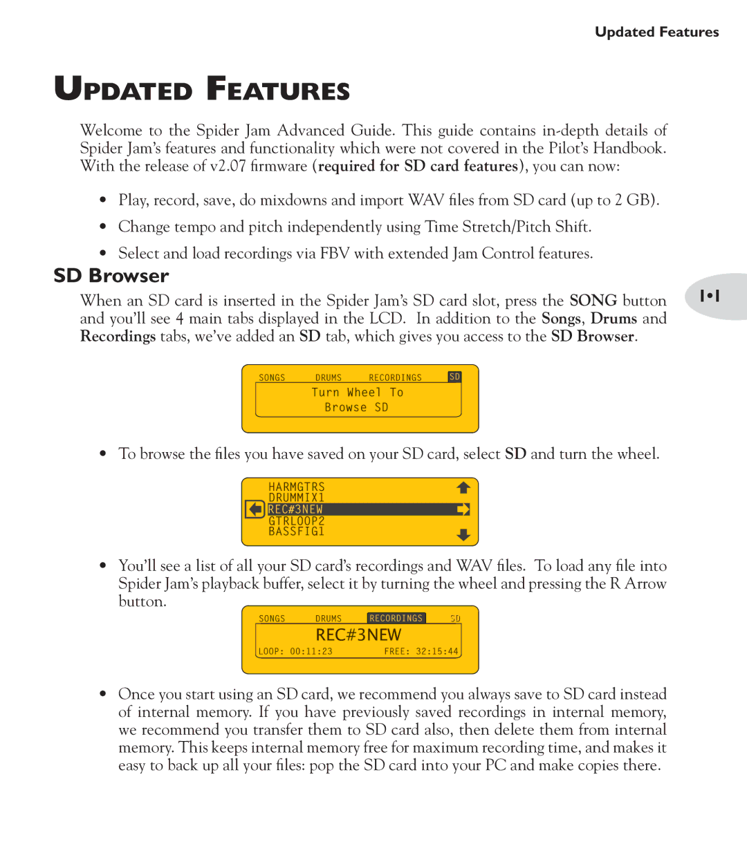 Line 6 Amp manual Updated Features, SD Browser 