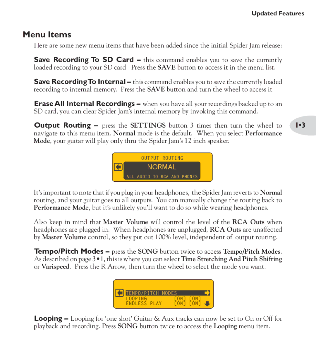 Line 6 Amp manual Menu Items, Normal 