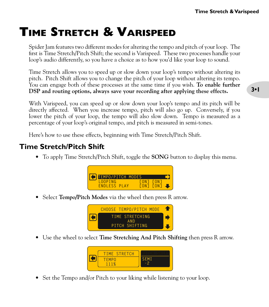 Line 6 Amp manual Time Stretch & Varispeed, Time Stretch/Pitch Shift 
