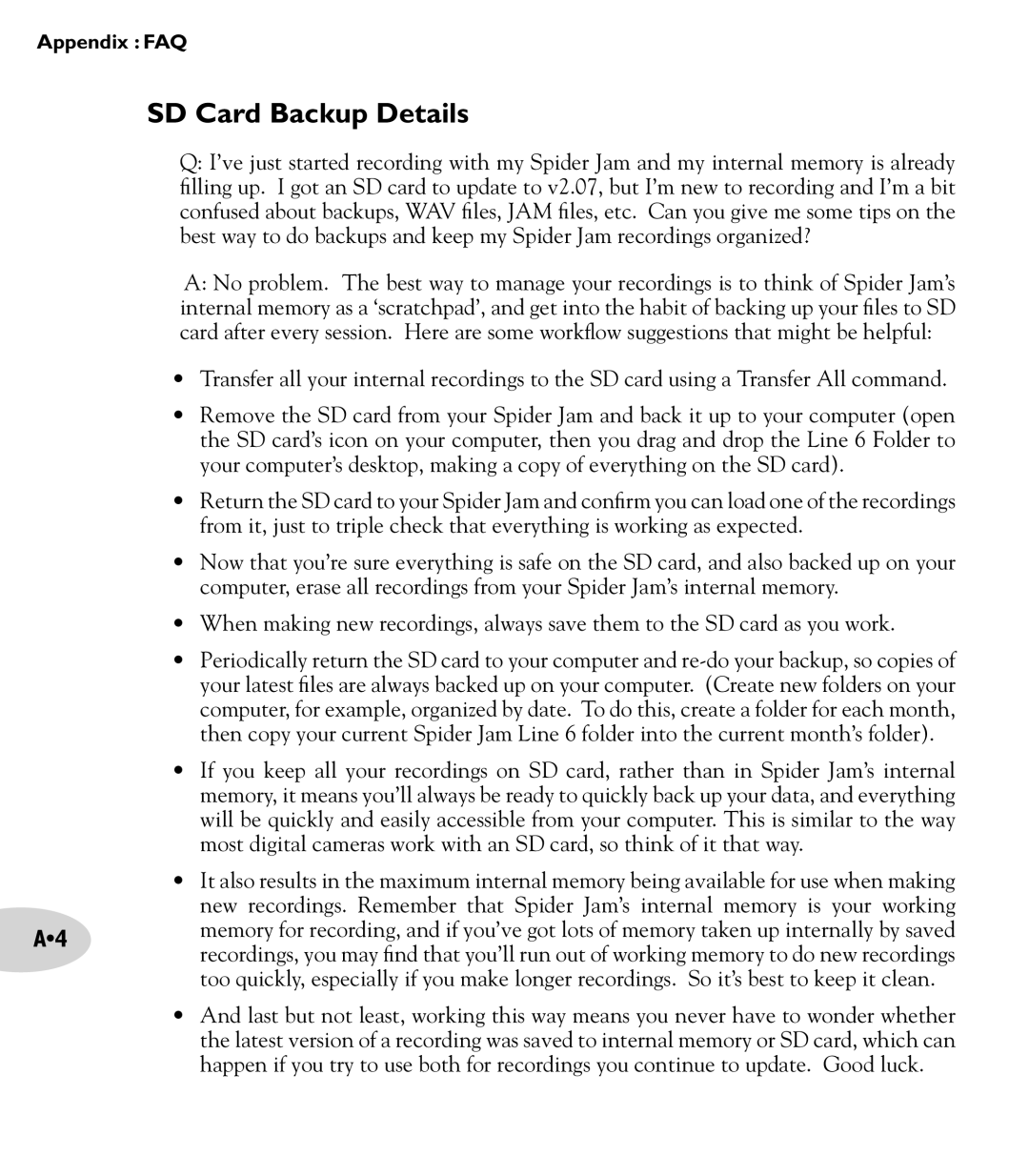 Line 6 Amp manual SD Card Backup Details 