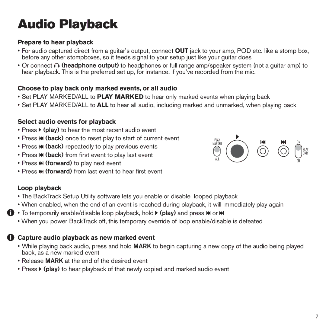 Line 6 BackTrack Series manual Audio Playback 