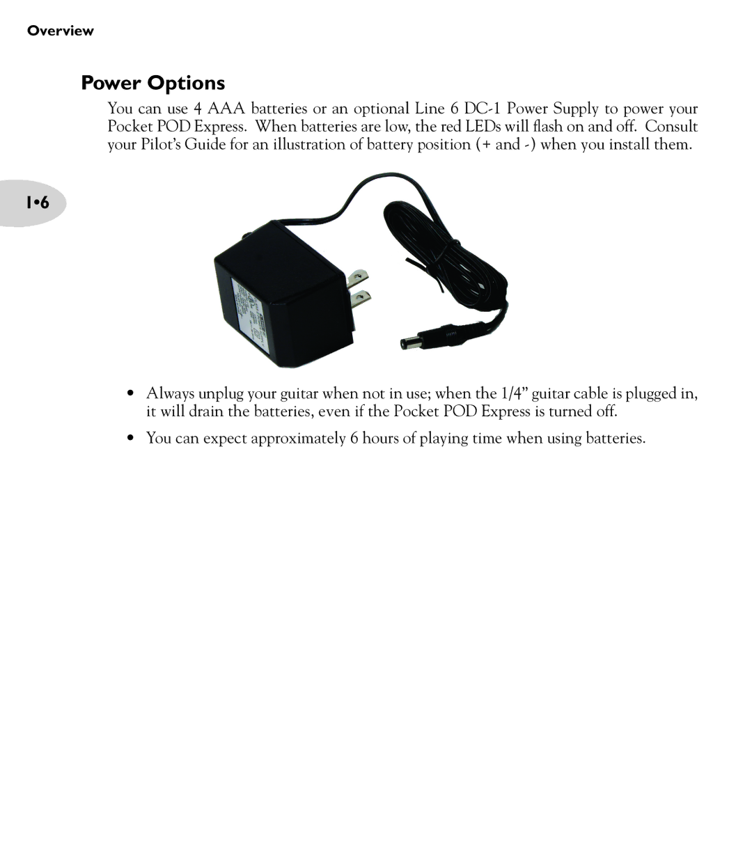 Line 6 express manual Power Options 