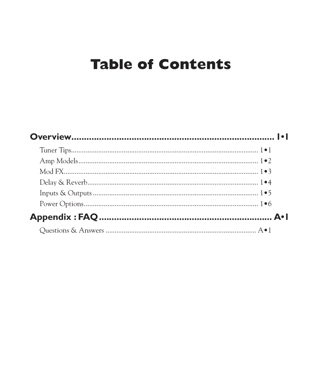 Line 6 express manual Table of Contents 