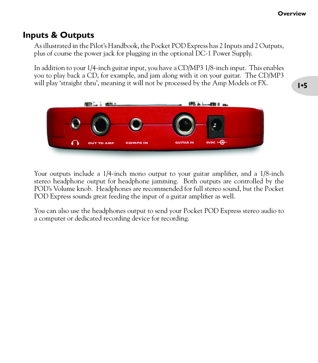 Line 6 express manual Inputs & Outputs 