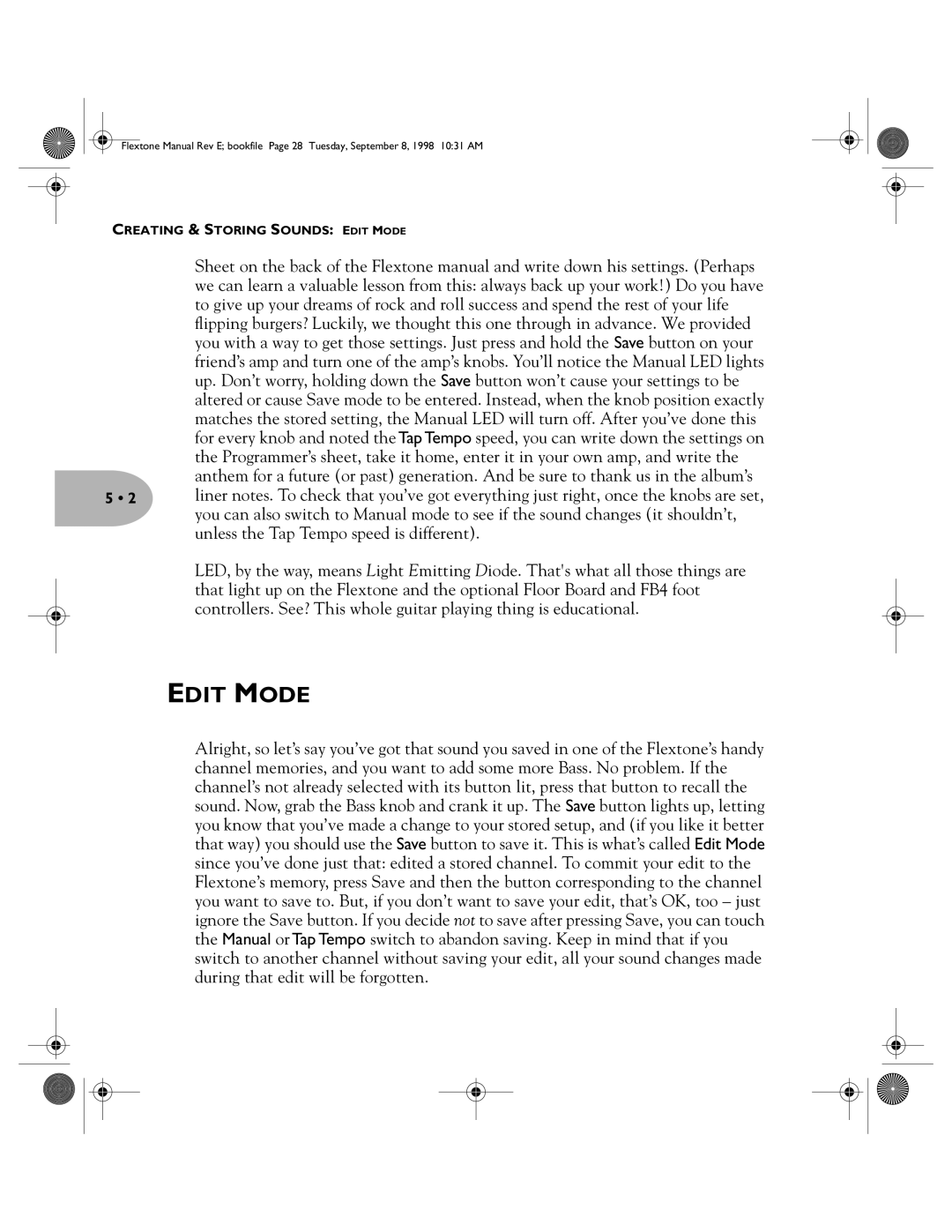 Line 6 Flextone Cab 212S user manual Edit Mode 