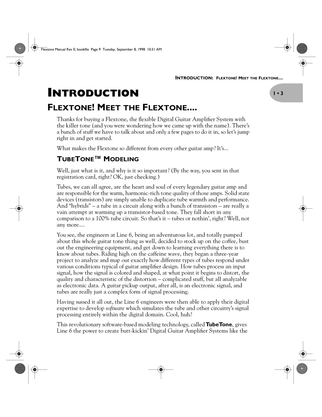 Line 6 Flextone Cab 212S user manual INTRODUCTION1, FLEXTONE! Meet the Flextone, Tubetone Modeling 