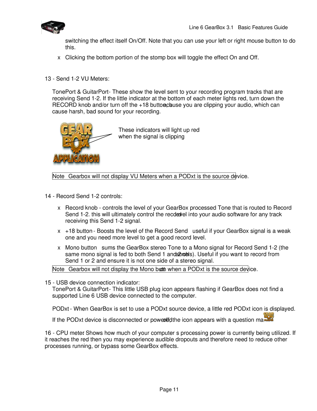 Line 6 headphones powered monitors manual Send 1-2 VU Meters, Record Send 1-2 controls, USB device connection indicator 
