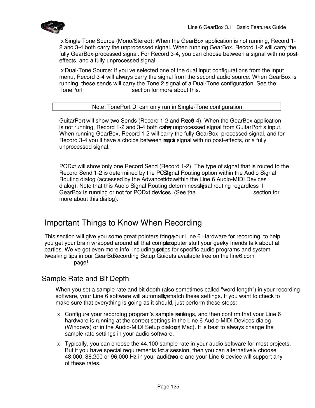 Line 6 headphones powered monitors manual Important Things to Know When Recording, Sample Rate and Bit Depth 