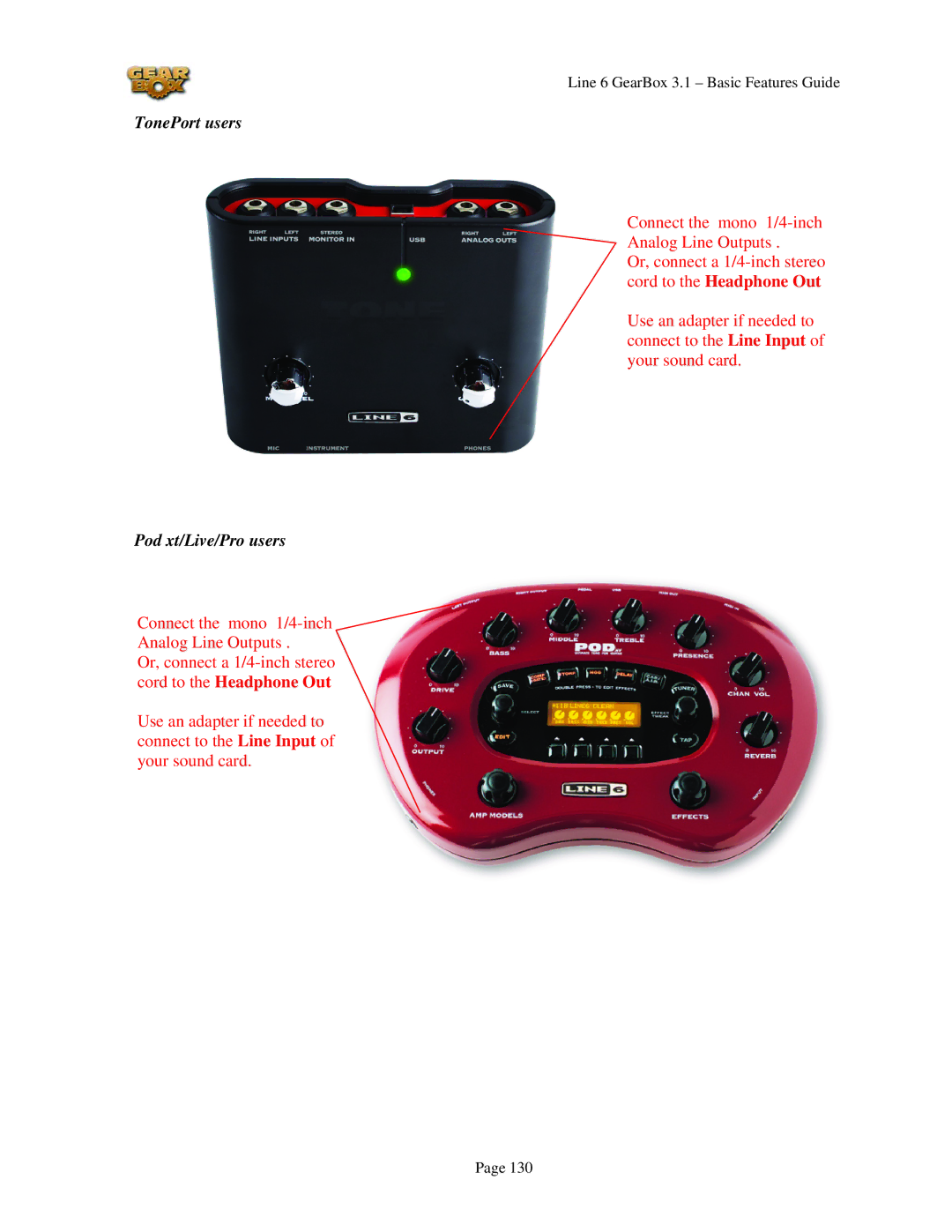 Line 6 headphones powered monitors manual TonePort users Pod xt/Live/Pro users 