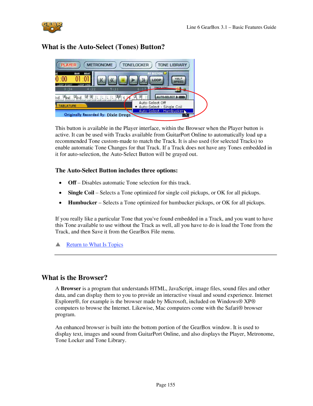 Line 6 headphones powered monitors manual What is the Auto-Select Tones Button?, What is the Browser? 