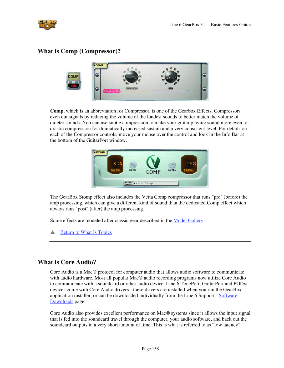 Line 6 headphones powered monitors manual What is Comp Compressor?, What is Core Audio? 