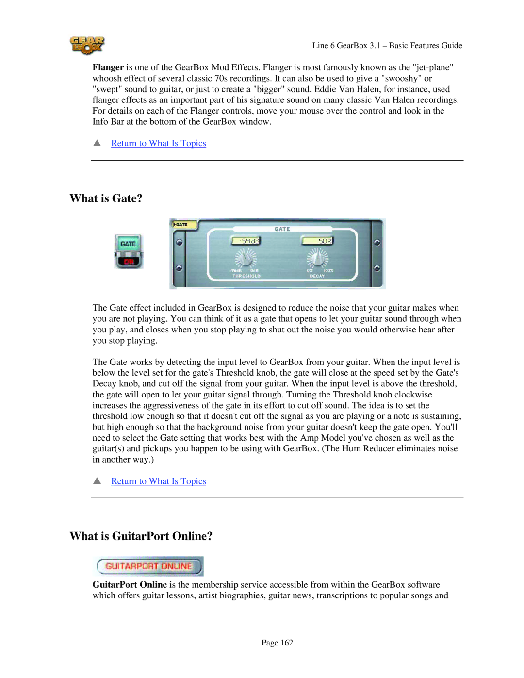 Line 6 headphones powered monitors manual What is Gate?, What is GuitarPort Online? 