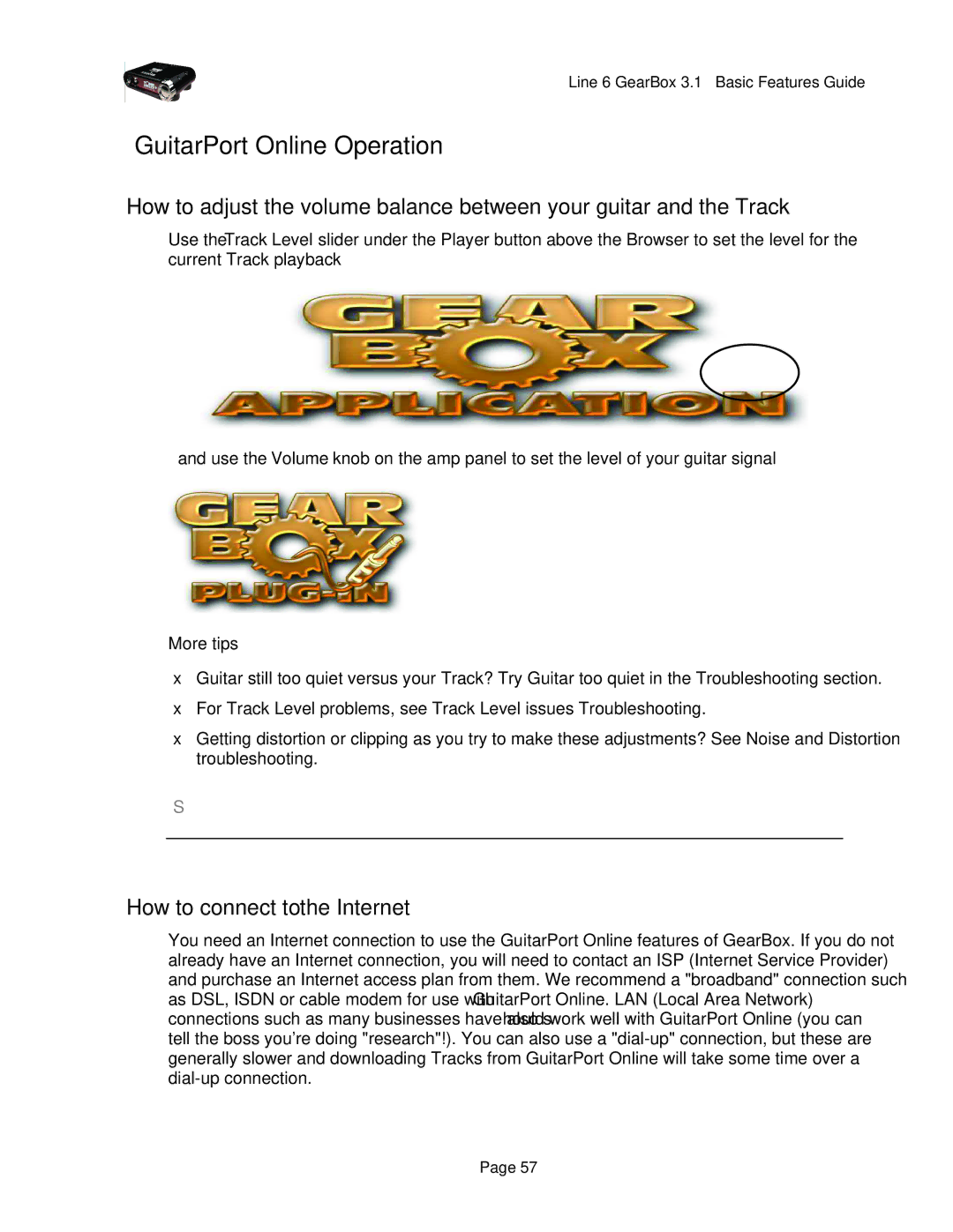Line 6 headphones powered monitors manual GuitarPort Online Operation, How to connect to the Internet 