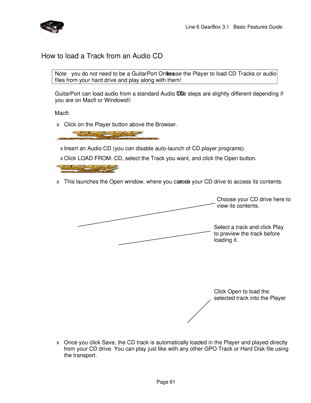 Line 6 headphones powered monitors manual How to load a Track from an Audio CD 