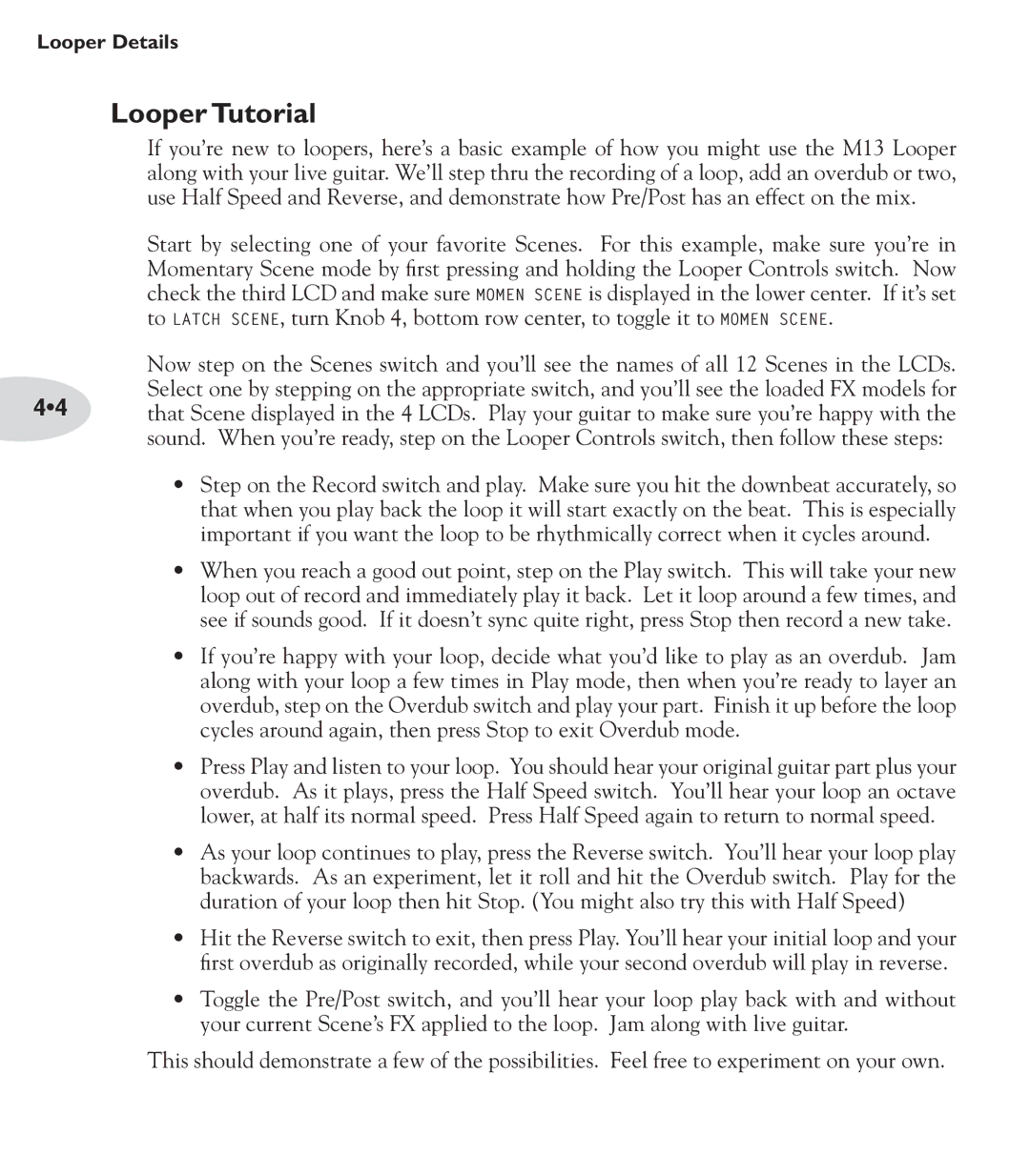 Line 6 M13 manual Looper Tutorial 