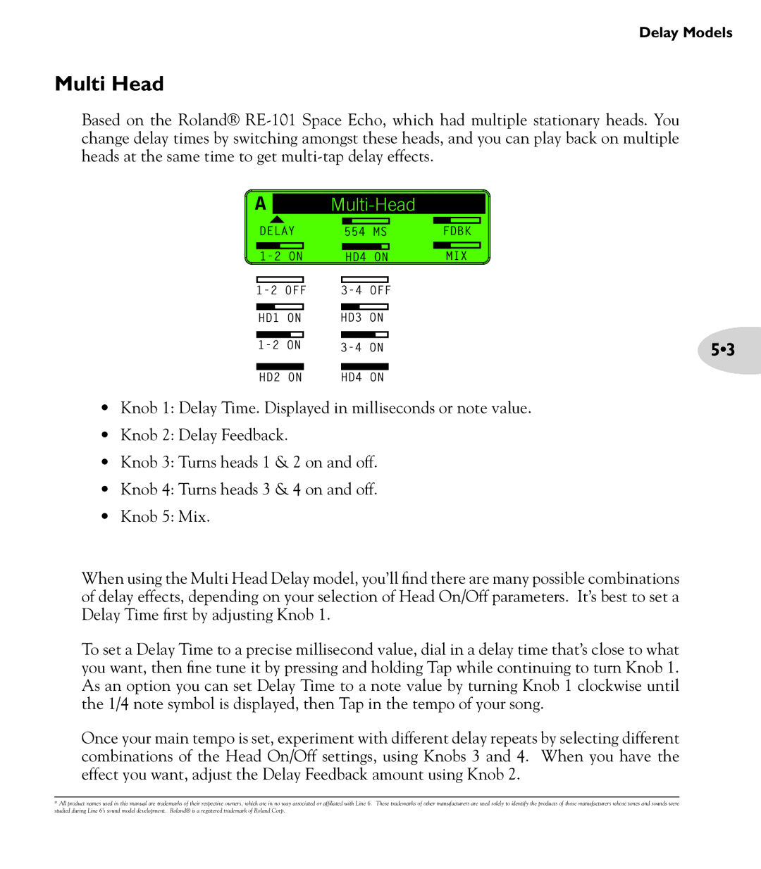 Line 6 M13 manual Multi Head, Multi-Head 