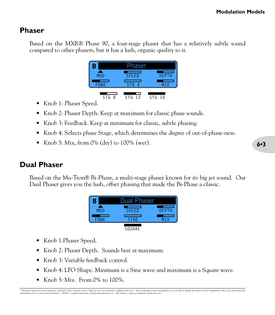 Line 6 M13 manual Dual Phaser 