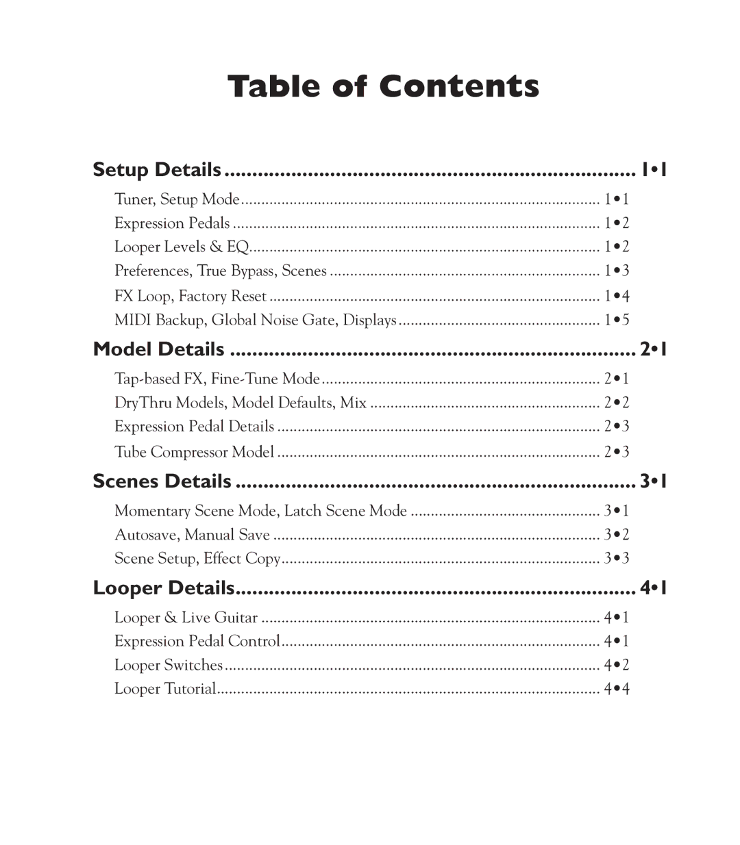 Line 6 M13 manual Table of Contents 