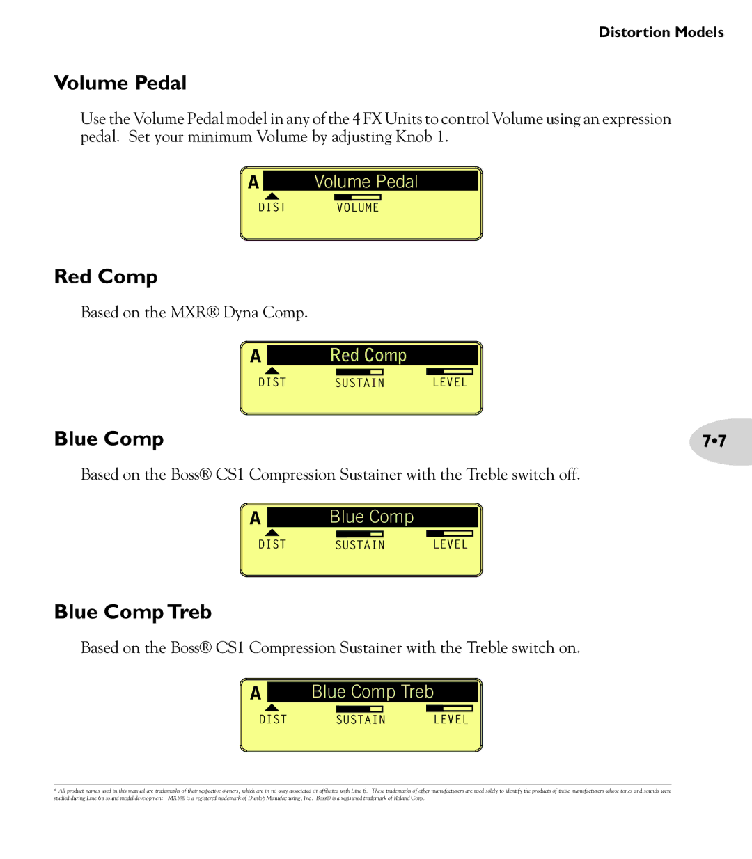 Line 6 M13 manual Volume Pedal, Red Comp, Blue Comp Treb 