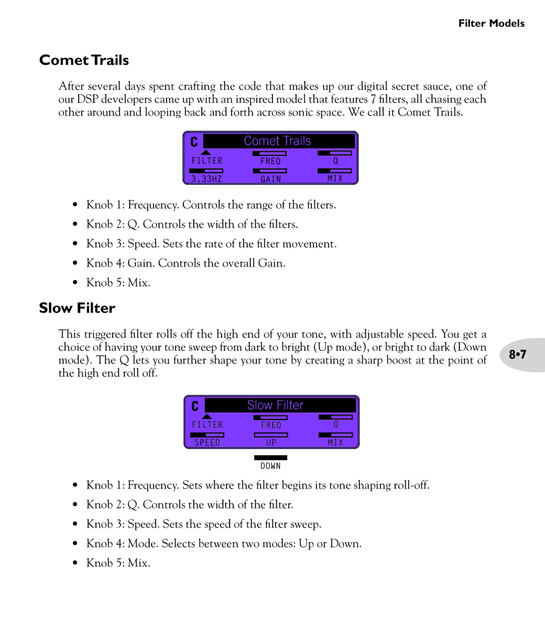 Line 6 M13 manual Comet Trails, Slow Filter 