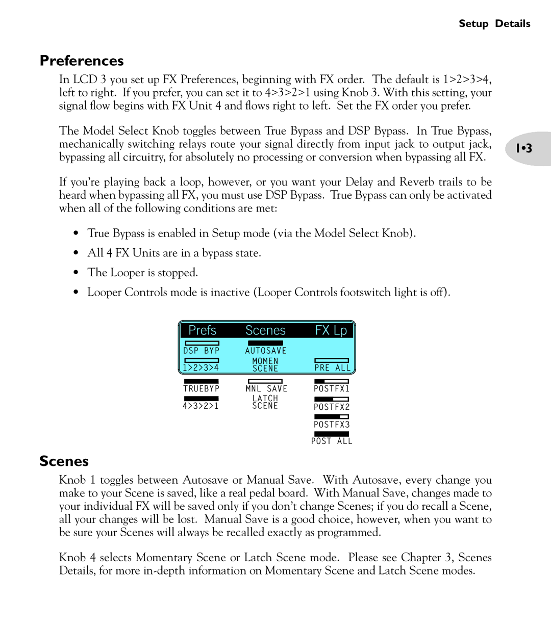 Line 6 M13 manual Preferences, Scenes 