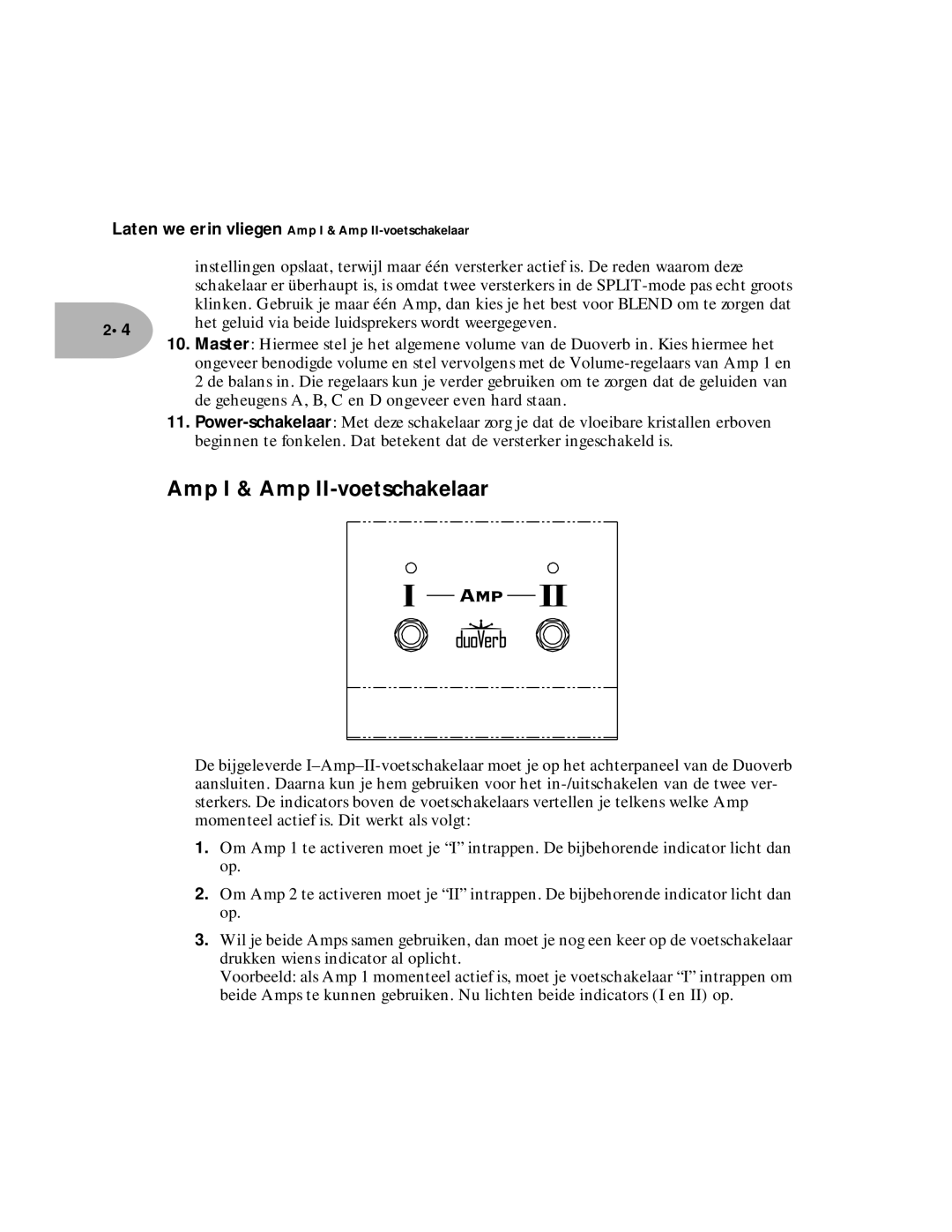 Line 6 Pilot Enhandbook manual Amp I & Amp II-voetschakelaar 