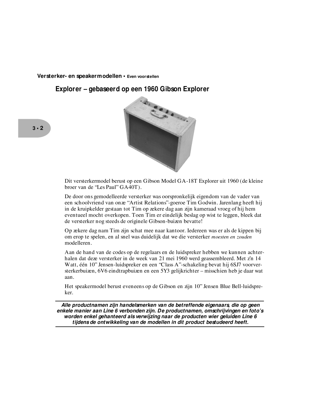 Line 6 Pilot Enhandbook manual Explorer gebaseerd op een 1960 Gibson Explorer 