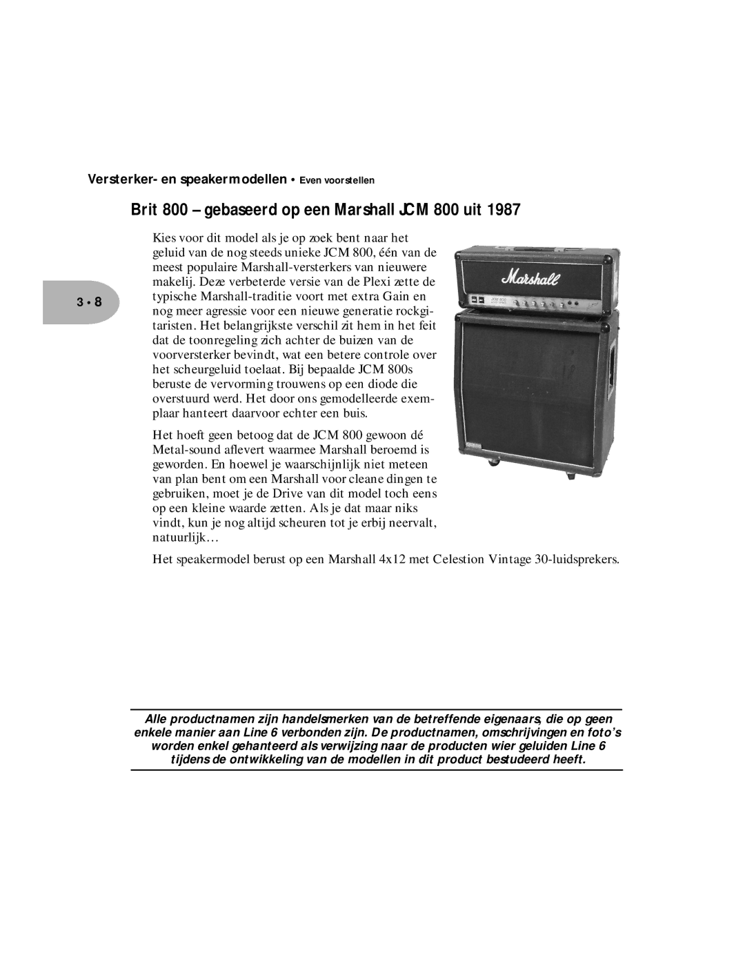 Line 6 Pilot Enhandbook manual Brit 800 gebaseerd op een Marshall JCM 800 uit 