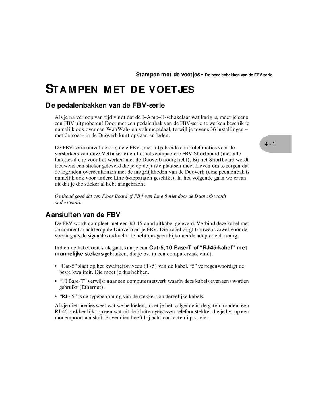 Line 6 Pilot Enhandbook manual De pedalenbakken van de FBV-serie, Aansluiten van de FBV 