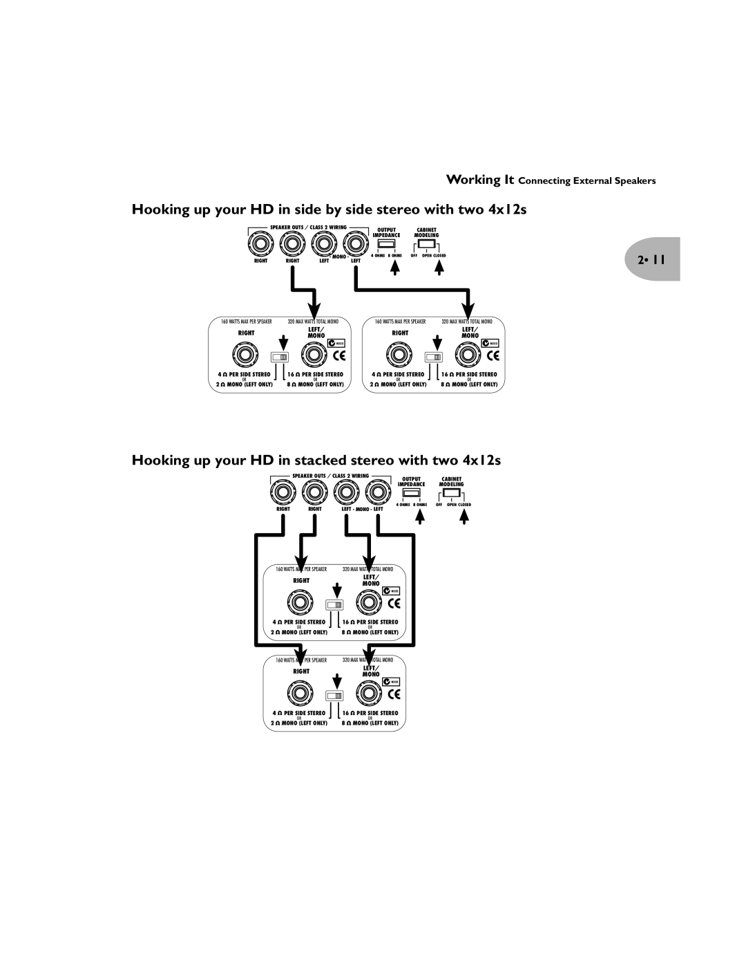 Line 6 Pilot's Handbook manual Hooking up your HD in side by side stereo with two 4x12s 