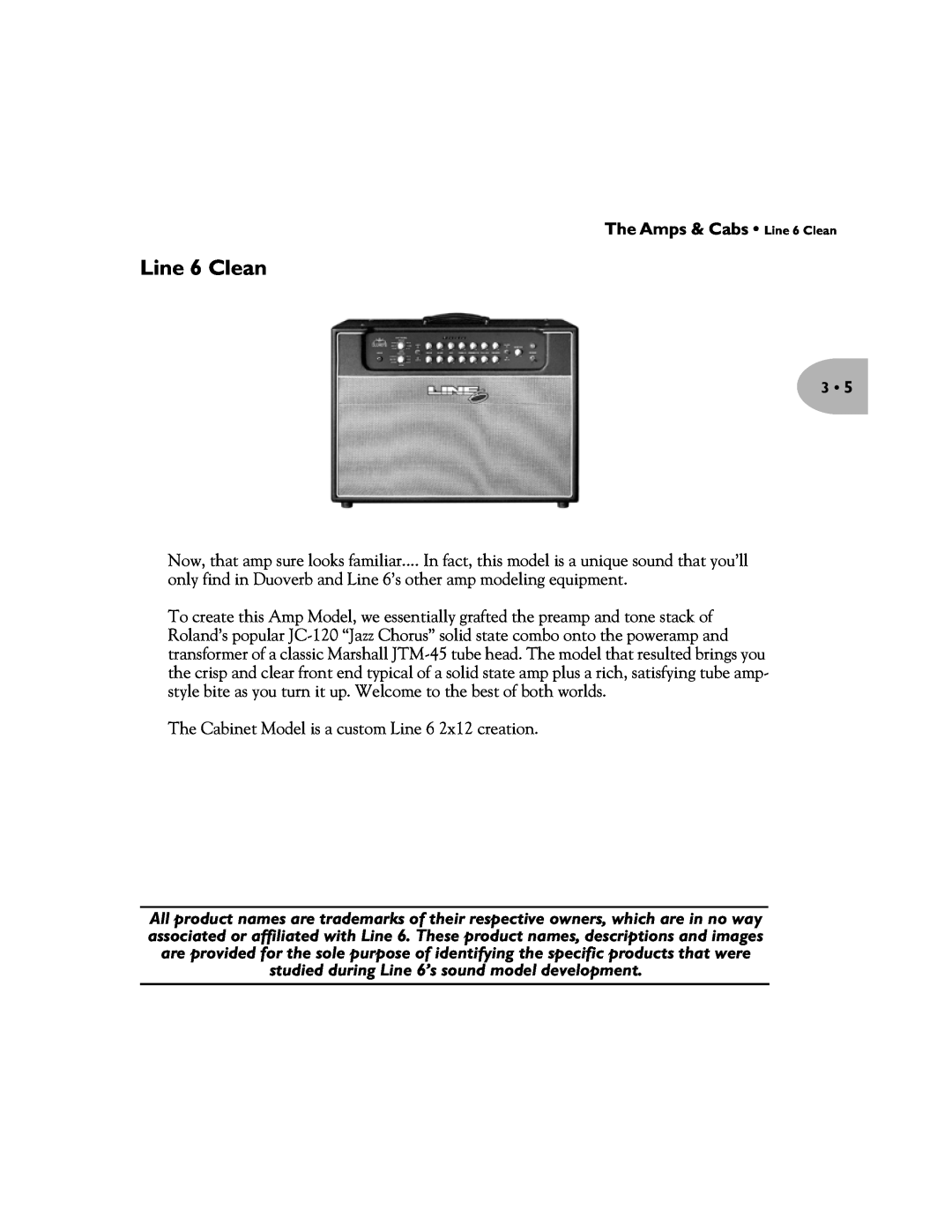 Line 6 Pilot's Handbook manual The Amps & Cabs Line 6 Clean 