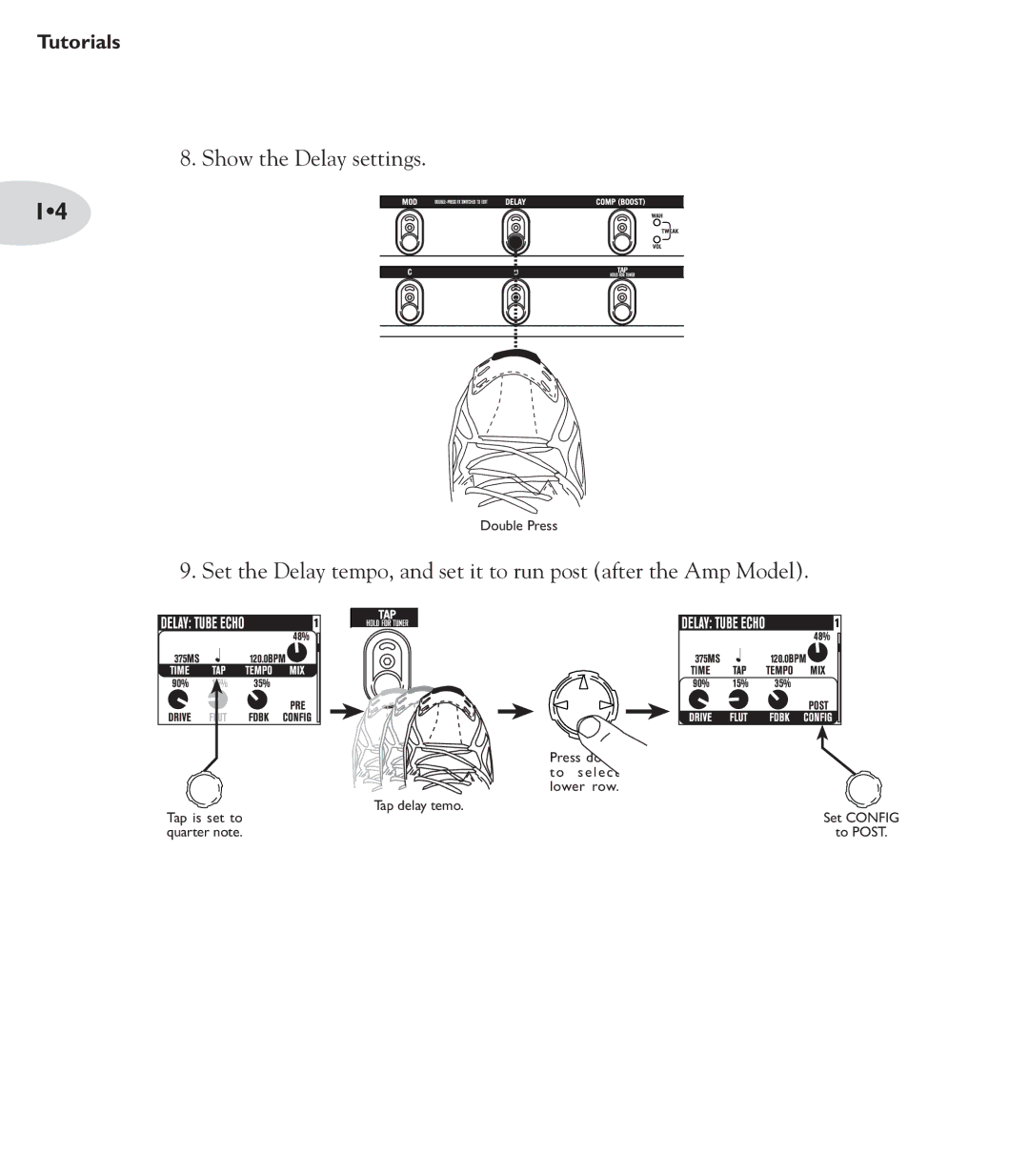 Line 6 POD X3 Family manual Show the Delay settings 