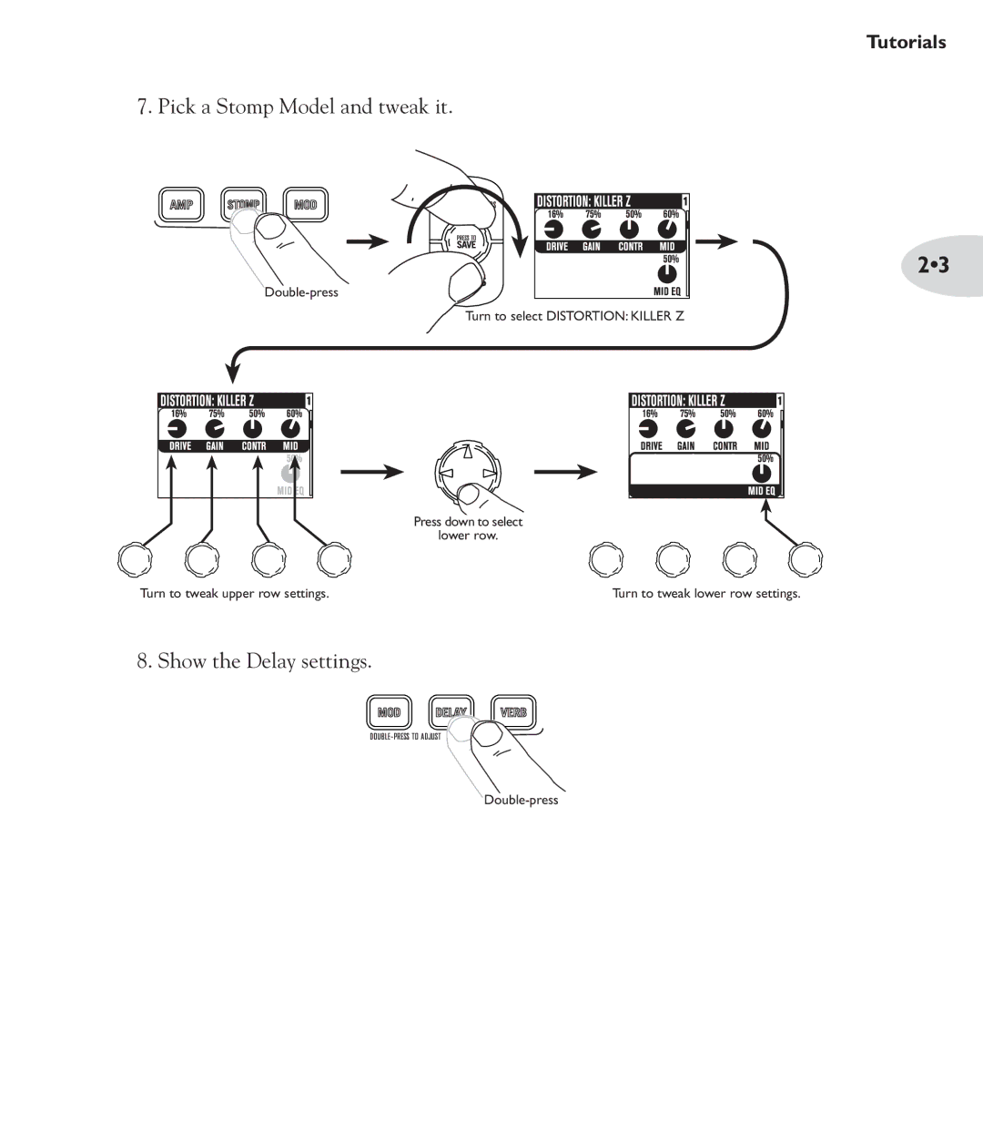 Line 6 POD X3 Family manual DOUBLE-PRESS to Adjust 