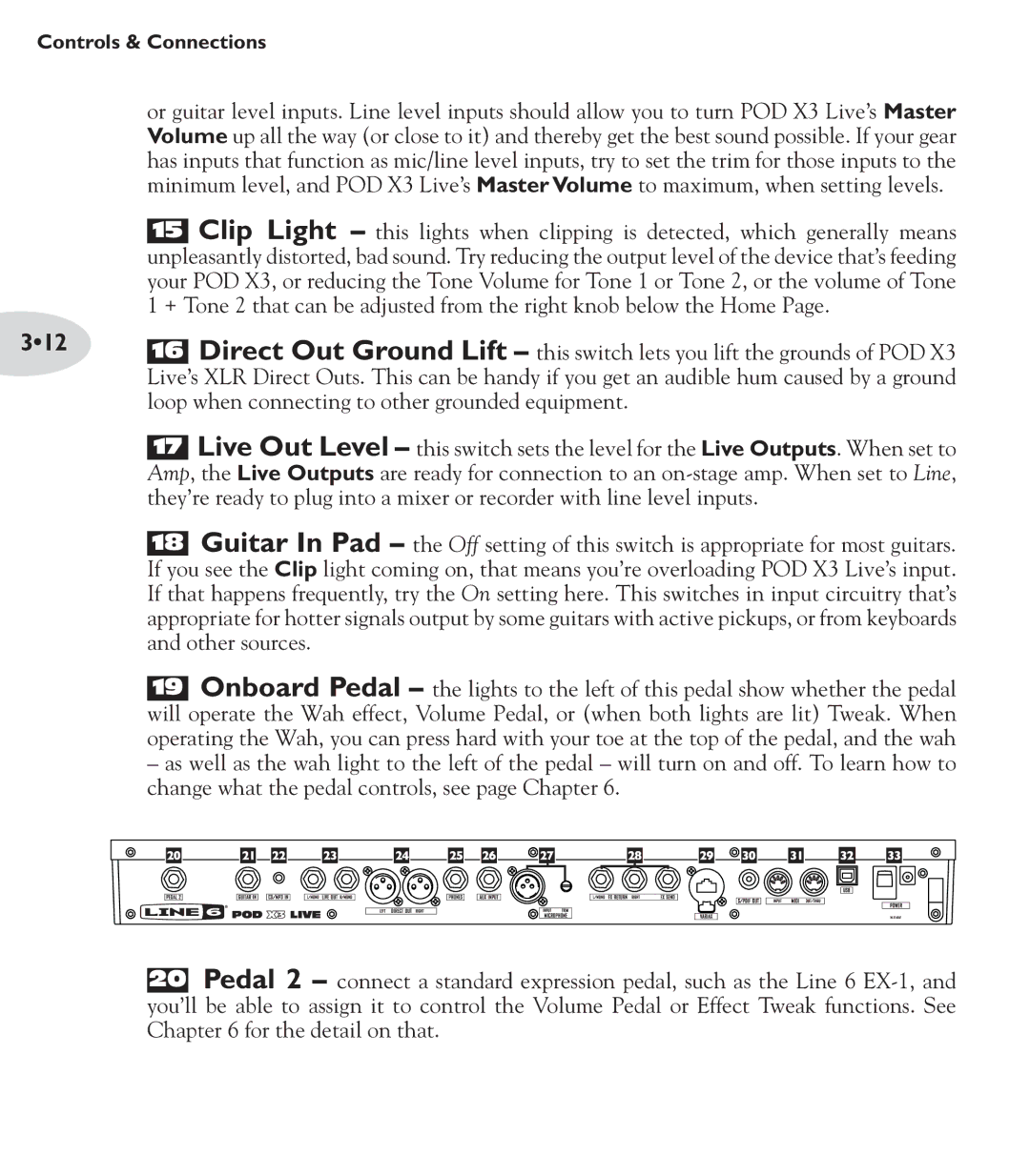 Line 6 POD X3 Family manual Controls & Connections 