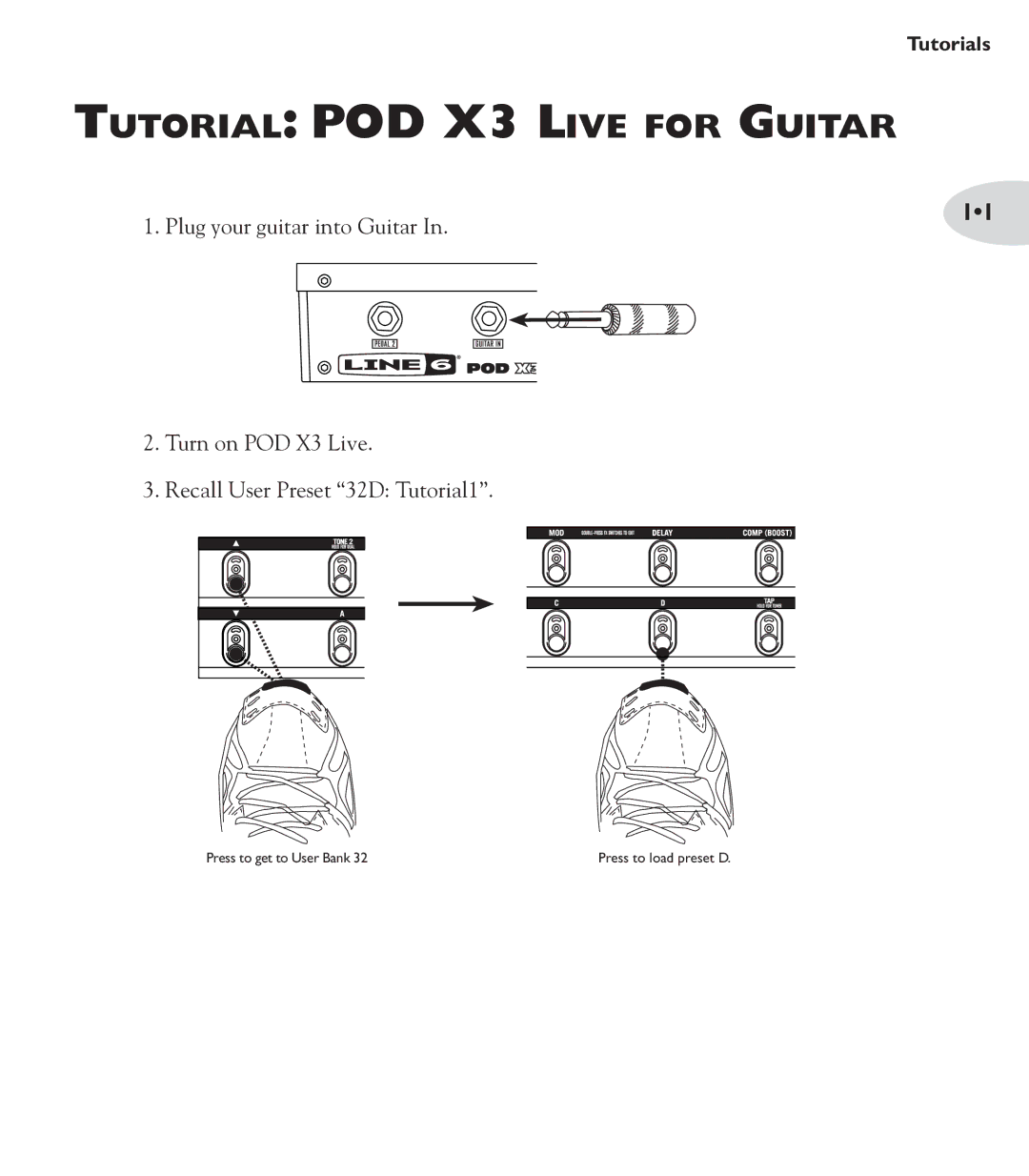 Line 6 POD X3 Family manual Tutorial POD X3 Live for Guitar 