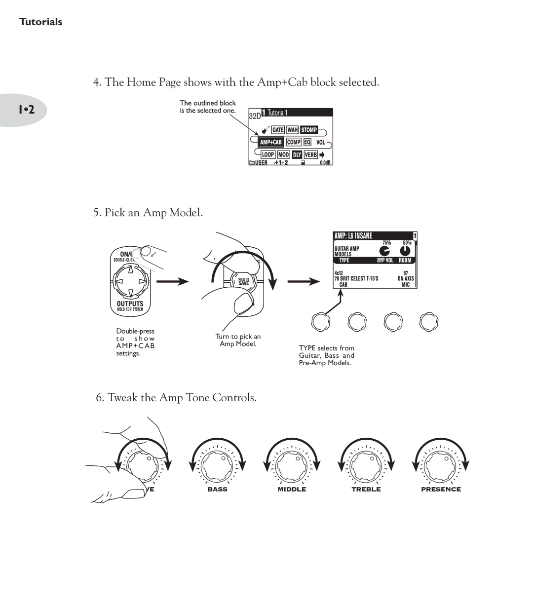 Line 6 POD X3 Family manual Tweak the Amp Tone Controls 