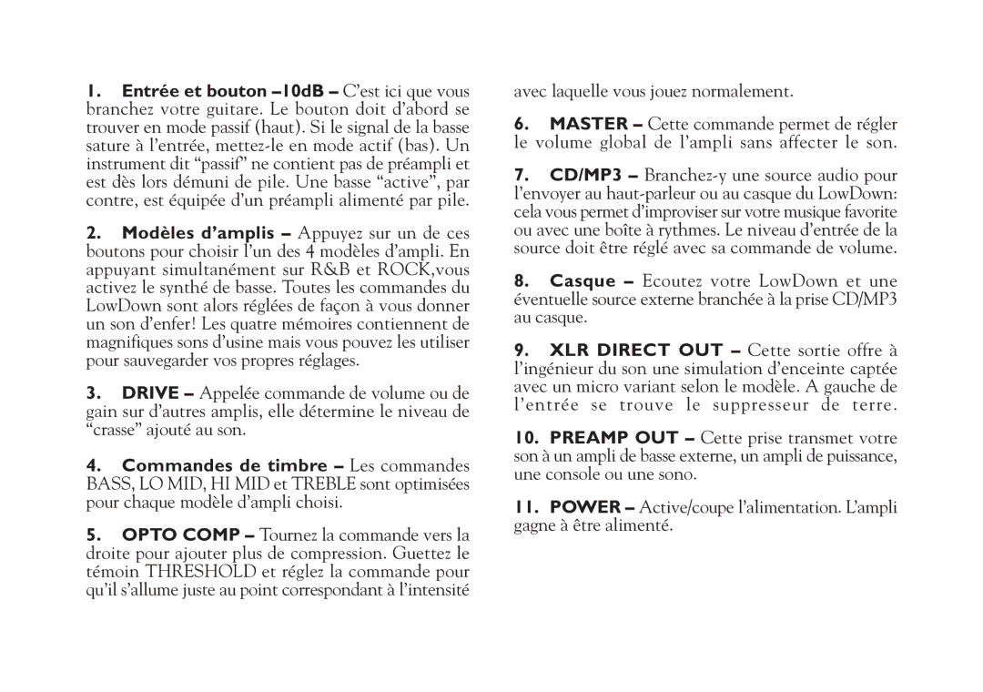 Line 6 Studio 110 specifications 