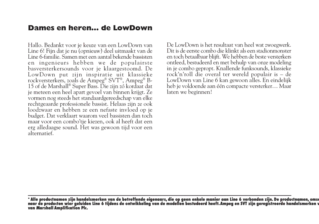 Line 6 Studio 110 specifications Dames en heren… de LowDown 