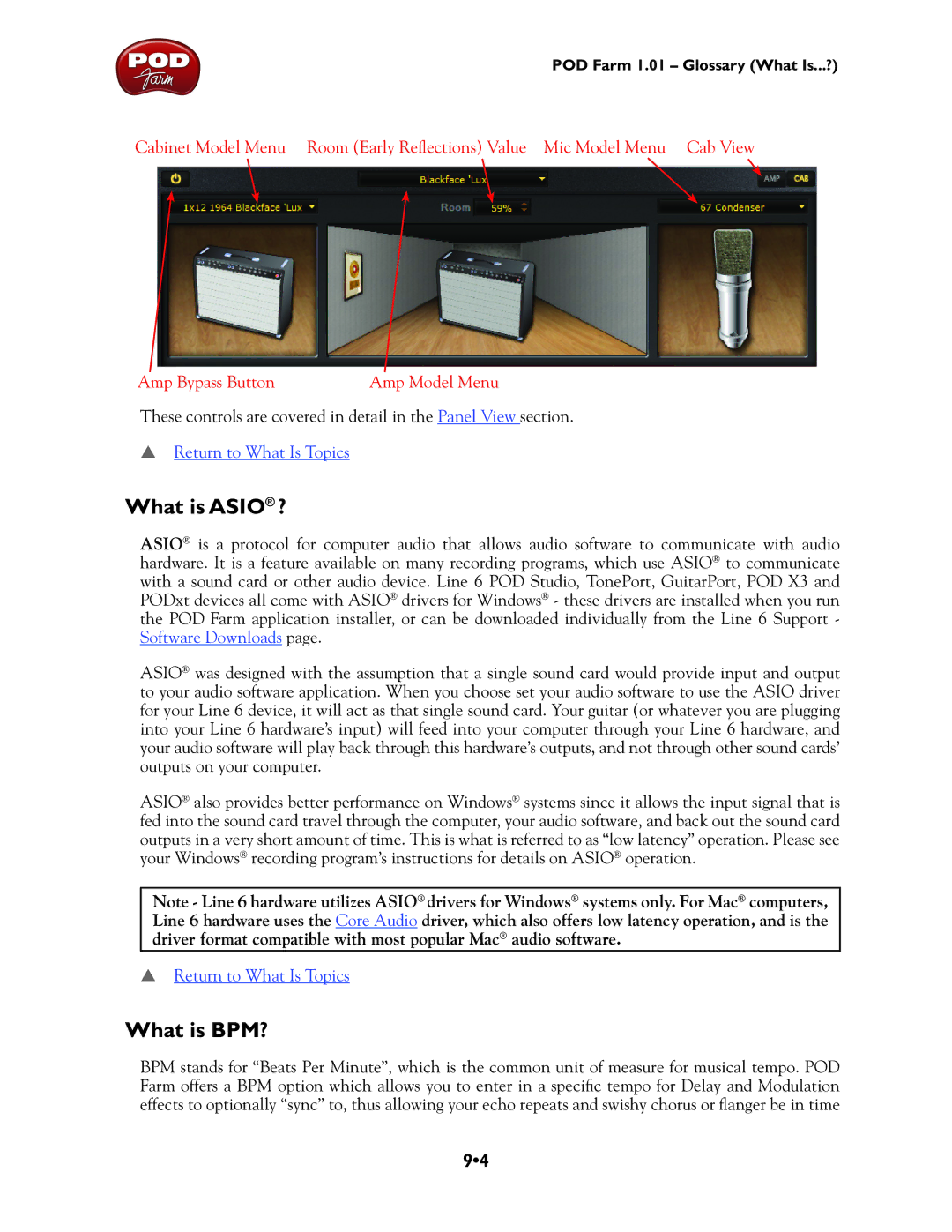 Line 6 TonePort UX8, TonePort DI, GX, UX1, TonePort KB37, UX2 manual What is Asio ?, What is BPM? 