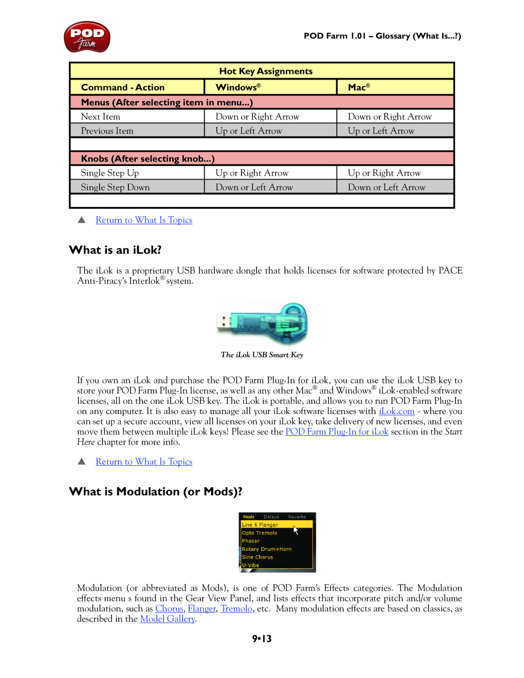 Line 6 UX1, TonePort UX8, TonePort DI, GX, TonePort KB37, UX2 manual What is an iLok?, What is Modulation or Mods?, 913 