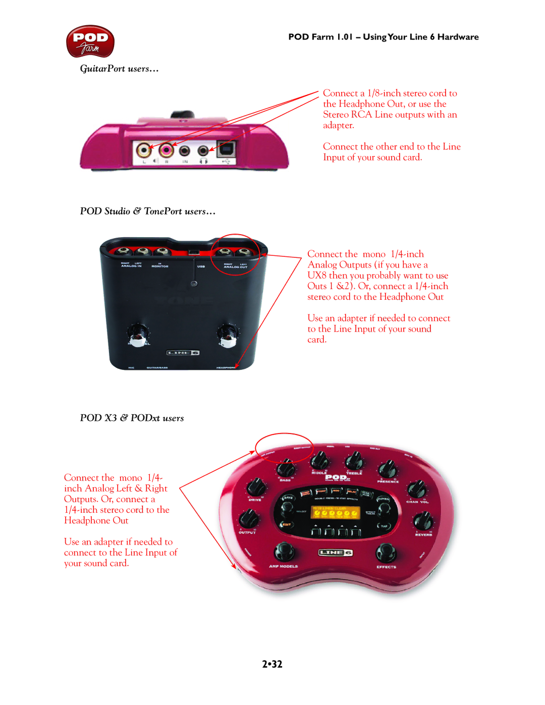 Line 6 TonePort KB37, TonePort UX8, TonePort DI, GX, UX1, UX2 manual 232 