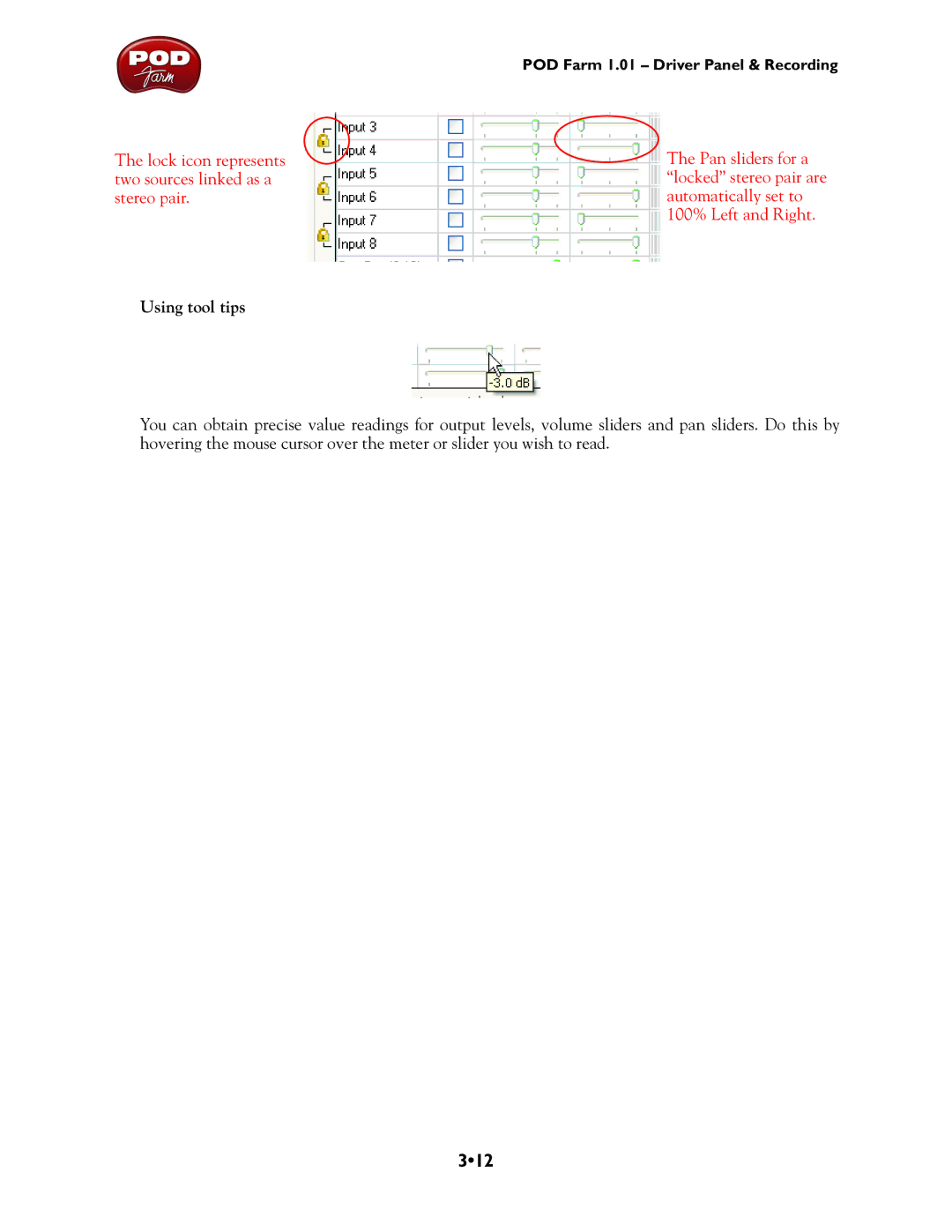 Line 6 TonePort KB37, TonePort UX8, TonePort DI, GX, UX1, UX2 manual 312, Using tool tips 