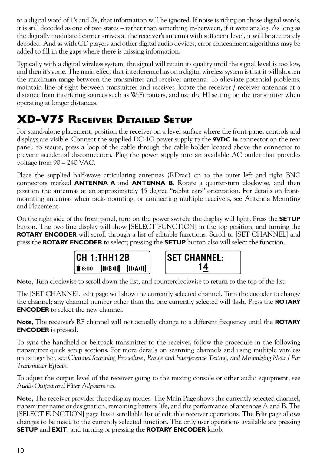 Line 6 manual CH 1THH12B, XD-V75 Receiver Detailed Setup 