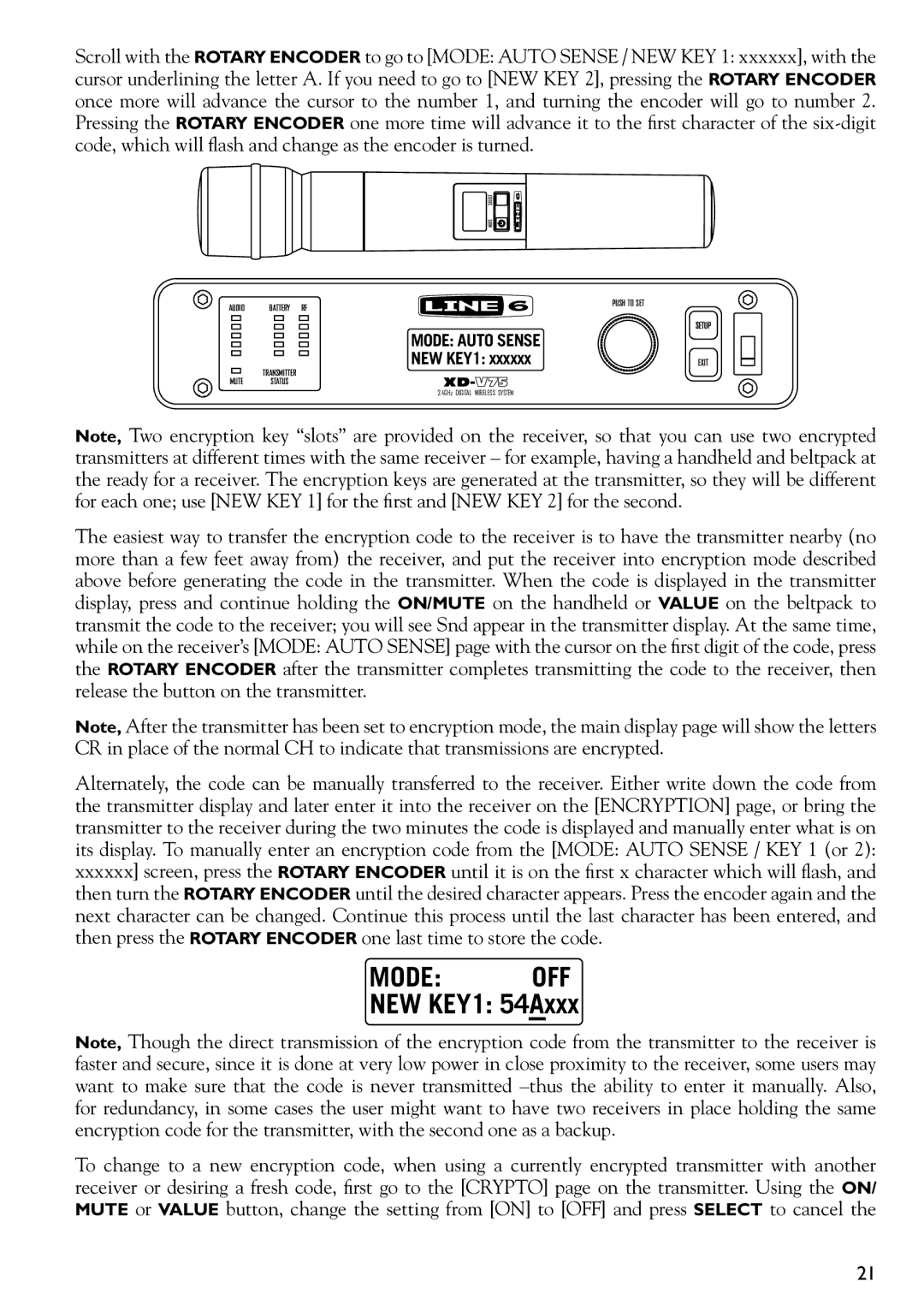 Line 6 XD-V75 manual Mode OFF 